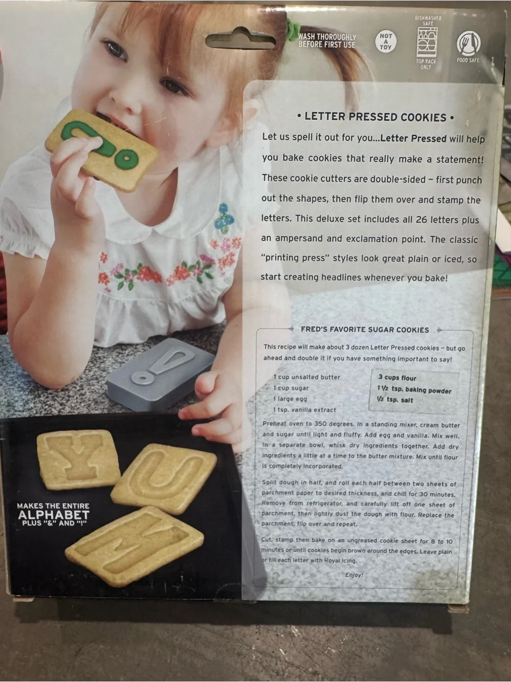 FRED Letter Press Cookie Cutter & Stamper Set-for cookies with something to say!